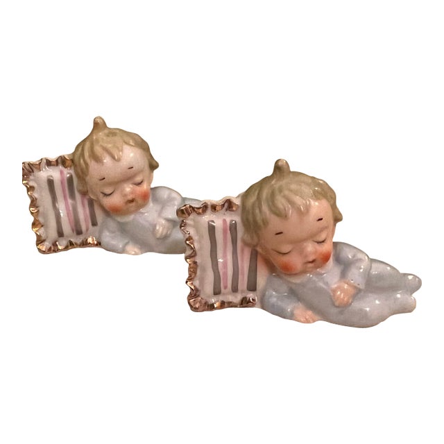 Antique Sleeping Baby Salt and Pepper Shakers For Sale
