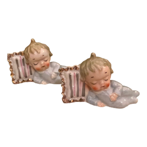Antique Sleeping Baby Salt and Pepper Shakers