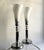 Pair of Art Deco Style table lamps, Germany 1980s, Chrome-plated base, acrylic glass discs and white opaline glass shades....