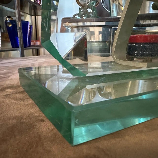 1950s Fontana Arte Style Mid-Century Modern Verde NIlo Glass Picture Frame For Sale - Image 6 of 11