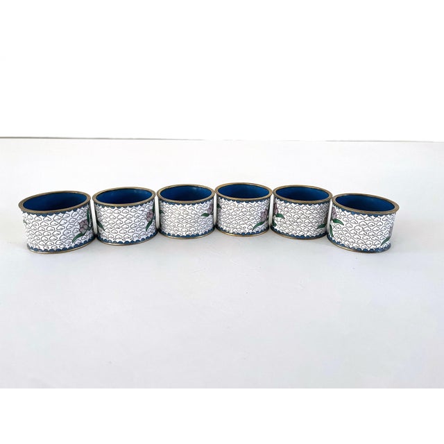 Vintage Cloisonné Napkin Rings, Set 6 For Sale In Houston - Image 6 of 10