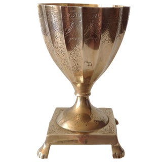 Vintage Indian Brass Footed Chalice For Sale