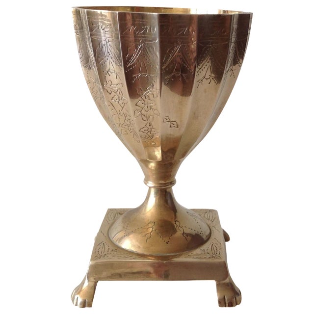 Vintage Indian Brass Footed Chalice For Sale