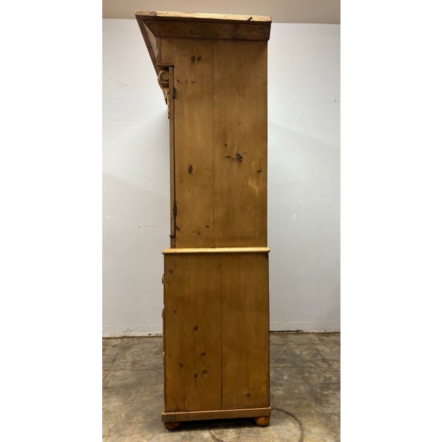 19th Century Antique English Pine Linen Press For Sale - Image 5 of 12