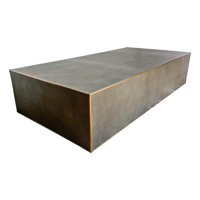 Large Restoration Hardware Shagreen Plinth Rectangular Coffee Table For Sale
