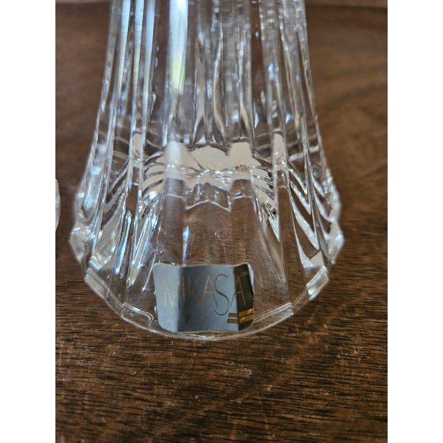 Pair of Late 20th Century Mikasa Crystal Park Lane Candle Holders For Sale - Image 9 of 10