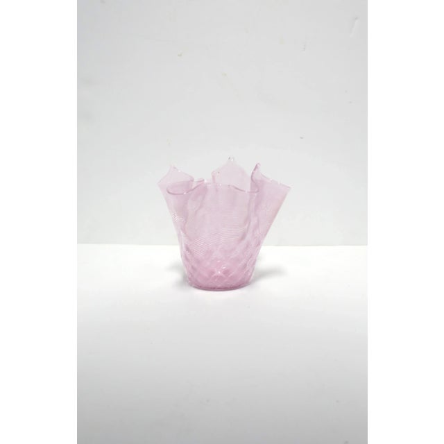 Modern Italian Pink Handkerchief Art Glass Vase For Sale - Image 3 of 12