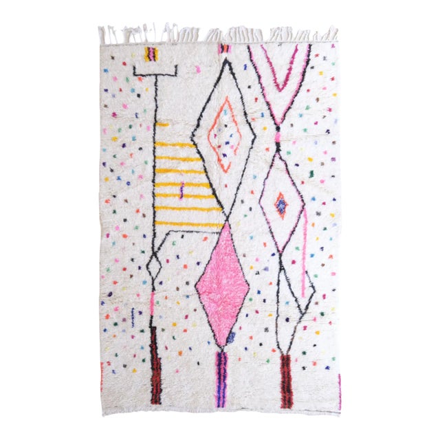 2020's Moroccan Abstract Azilal Wool Rug - 9.8 X 6.23 Ft For Sale