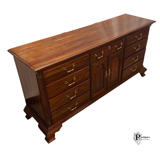 Wood Vintage Jamestown Sterling Chippendale Style Mahogany Triple Dresser & Mirror For Sale - Image 7 of 12