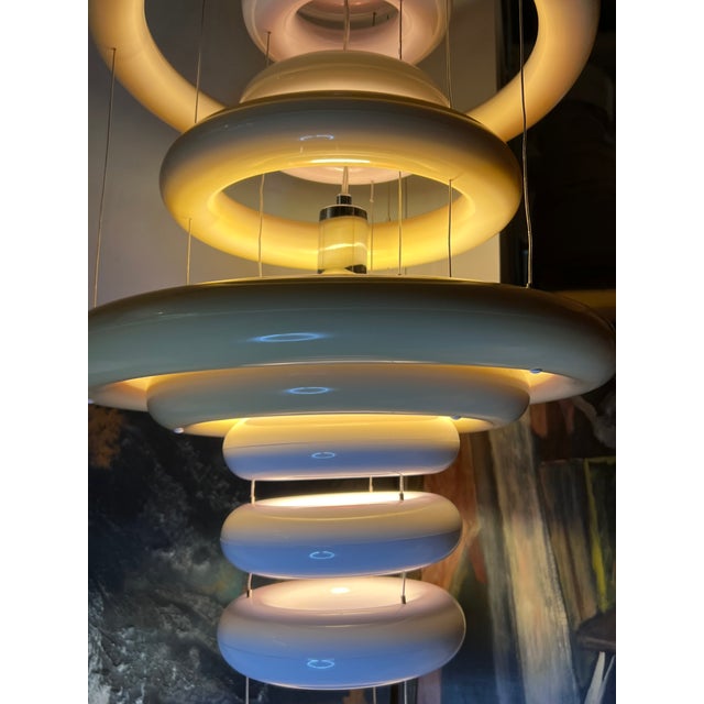 Verner Panton Verpan Ufo Chandelier, White, Red, Chrome, Denmark, 1975, 2015 For Sale - Image 12 of 12