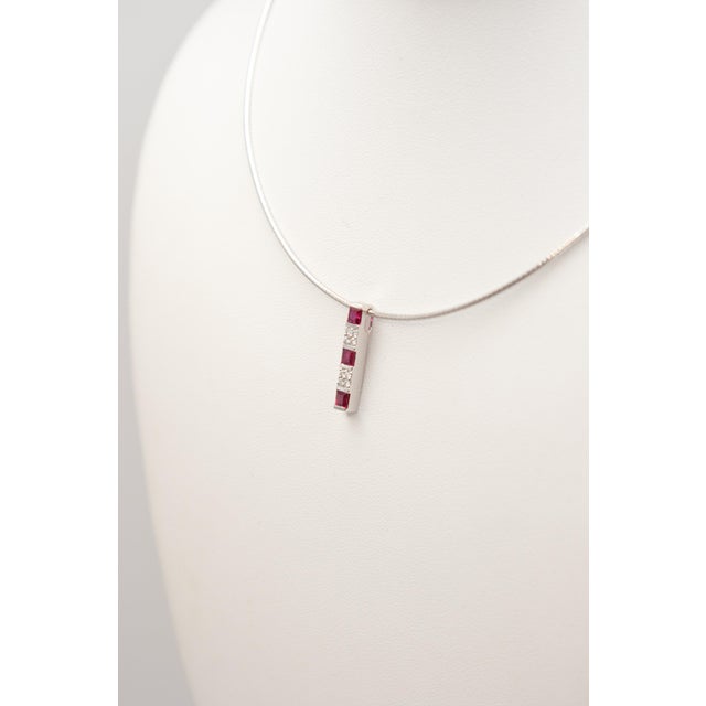 1990s 1990s Mikimoto Ruby and Diamond 18k White Gold Pendant Necklace For Sale - Image 5 of 12