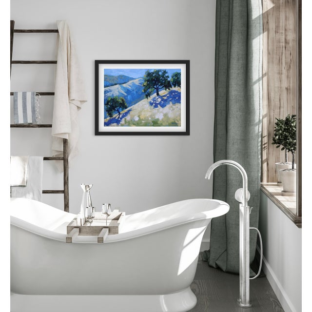 Light Yellow Contemporary Oil Painting, Golden Hills & Oaks Landscape by L Haas For Sale - Image 8 of 11