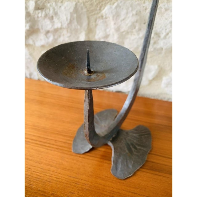 French Brutalist Style Two-Arm Iron Candlesticks, Set of 2 For Sale - Image 10 of 18