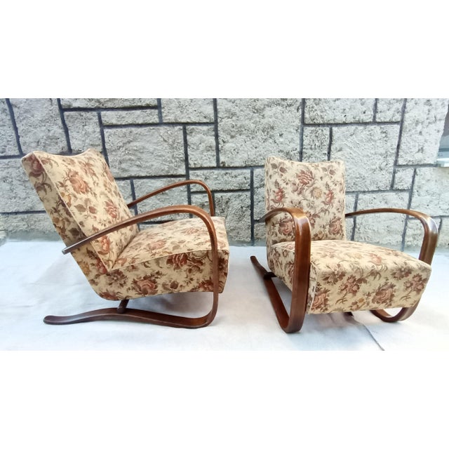 Iconic H-269 armchairs by the famous designer Jindřich Halabalu. This model is also exhibited at the Museum of Modern Art...