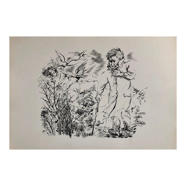 George Grosz, 1936 Lithograph Interregnum Portfolio Windblown Man Small Edition Weimar Germany, 1936 For Sale