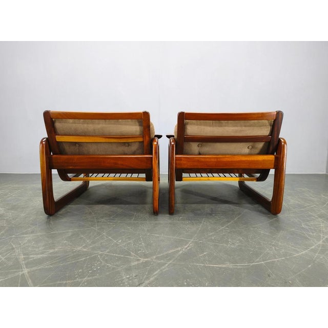1970s Scandinavian Lounge Chairs in Wood and Corduroy Upholstery, 1970s, Set of 2 For Sale - Image 5 of 15