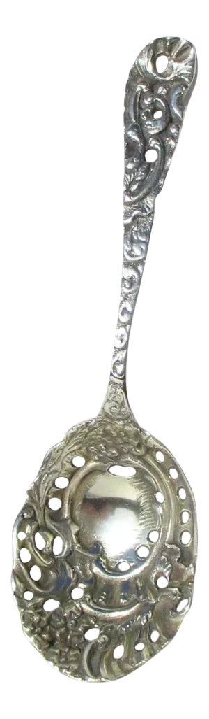 Vintage Sterling Silver Beaux Art Slotted Berry Spoon