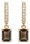 Smoky Quartz Huggie Earrings | Brown Gemstone Dangle Hoops Huggies | Dainty Everyday Earrings - A Pair For Sale