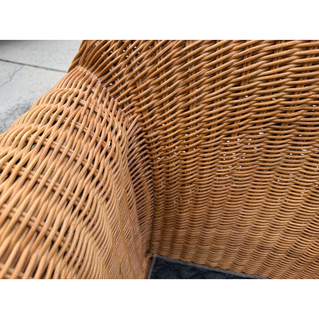 Vintage Henry Link Wicker Lounge Chair & Ottoman For Sale - Image 13 of 15
