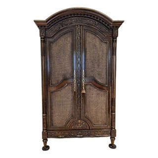 Late 20th Century Ej Victor French Louis XVI Style Wood and Cane Armoire For Sale