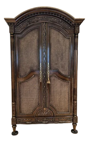 Late 20th Century Ej Victor French Louis XVI Style Wood and Cane Armoire