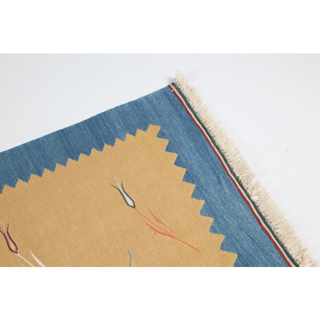 Textile Handmade Flatweave Modern Tulip Design Oushak Kilim For Sale - Image 7 of 11