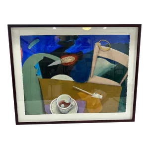 Mixed Media Still Life by Sisk – Watercolor With Collage Elements, Framed