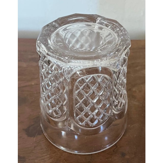 Transparent Antique 19th Century American Eapg Lattice Panel Flint Glass Crystal Whiskey Tumbler Circa 1860 For Sale - Image 8 of 10