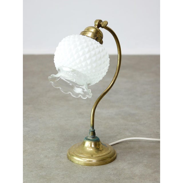 Mid-Century Italian Table Lamp in Brass and Etched Glass For Sale - Image 12 of 12