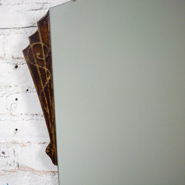 Early to Mid-20th Century Art Deco Hanging Mirror Decorative Carved Wood Fanned Side Panels For Sale - Image 17 of 18