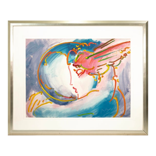 Peter Max I Love the World 2000 Signed Serigraph on Paper 68/300 Framed Pop Art For Sale