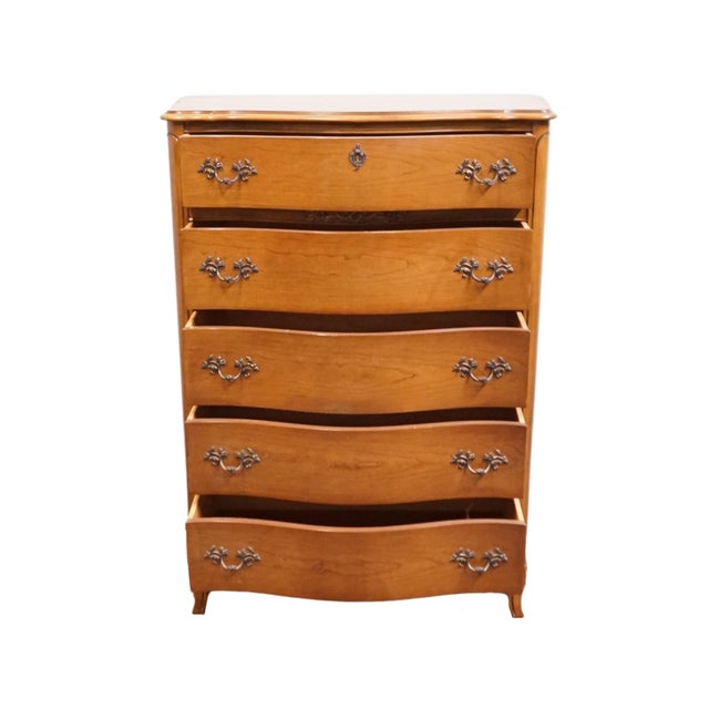 Late 20th Century Bassett Furniture Solid Cherry Country French Provincial 37" Chest of Drawers 5400-8960-980 For Sale - Image 5 of 12