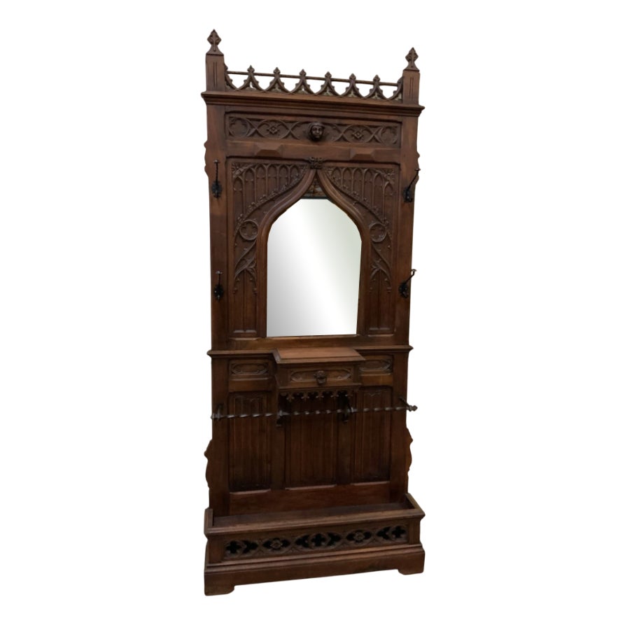 Antique Clothes Rack with Drawer, 1880 | Chairish