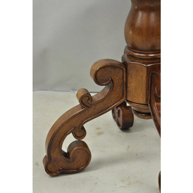 Brown Mid 20th Century Contemporary Italian Mediterranean Style Marquetry Inlay Pedestal Side Table For Sale - Image 8 of 12