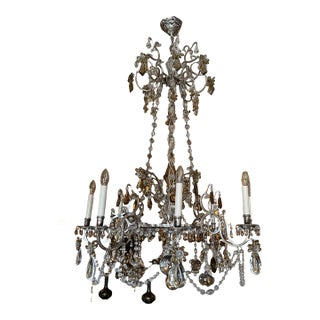 Vintage 8 Arm Crystal and Silver Plated Chandelier For Sale