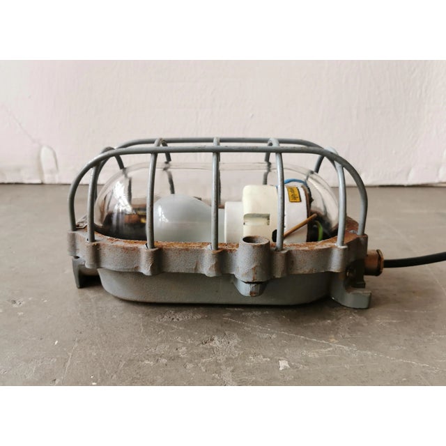 1950s Industrial Grey Bunker Ceiling Lamp from Maehler & Kaege, 1950s For Sale - Image 5 of 11