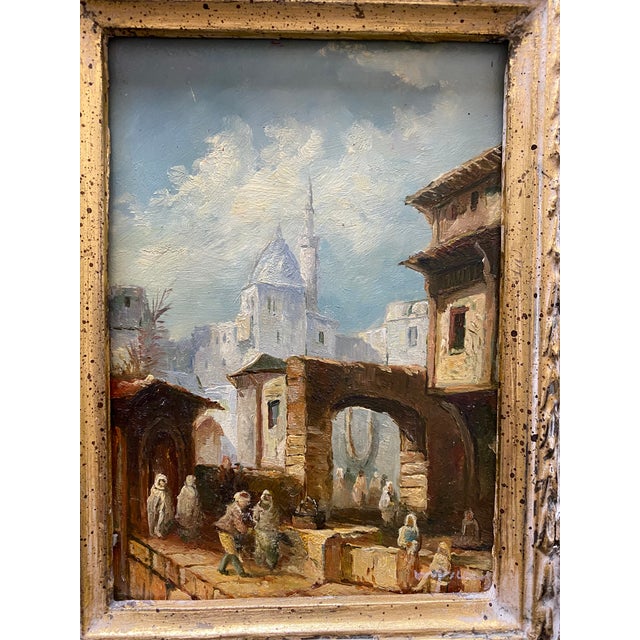 Scenic Wood Panel Oil Painting With Gilt Frame Chairish