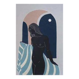 She Did Not Hurry, Female Figurative Linocut Original Print, Unframed, 2020 For Sale