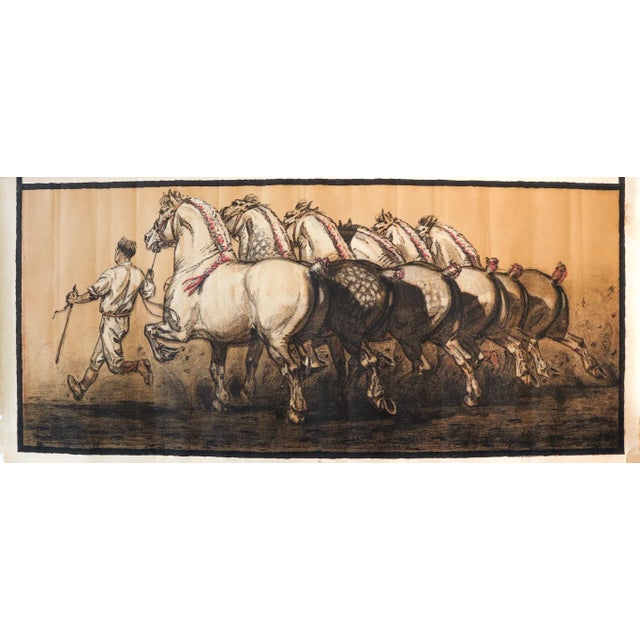 1933 French Equestrian Poster, Six Horses and a Man For Sale - Image 6 of 6