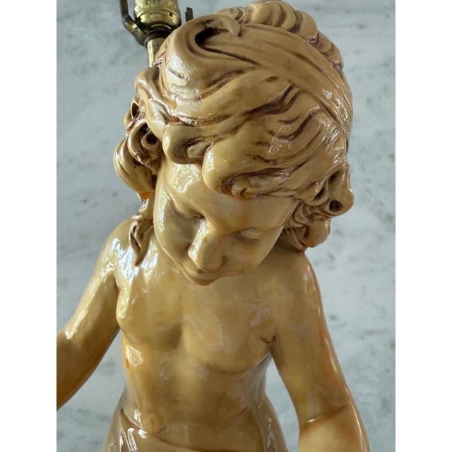 Sculpture Materials Large Vintage Italian Statue Table Lamp For Sale - Image 7 of 12