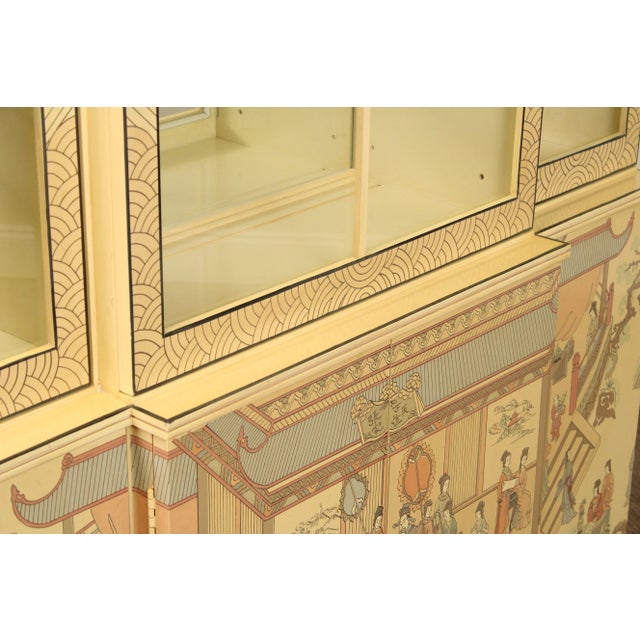 Drexel 'Et Cetera' Chinoiserie Decorated Breakfront China Cabinet For Sale - Image 9 of 12