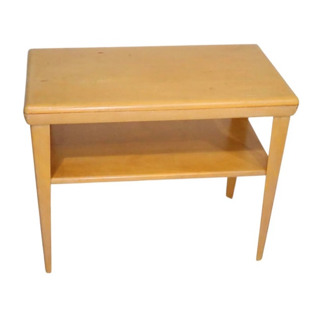 Heywood-Wakefield Mid 20th Century Heywood Wakefield Champagne Two Tier Side Table For Sale - Image 4 of 13