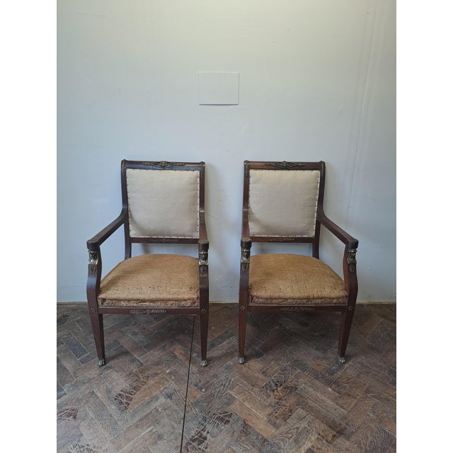 Set of French Empire Style Armchairs, 1900s For Sale - Image 4 of 9
