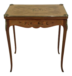 French Louis XV Style Highly Inlaid Flip Top Games Table