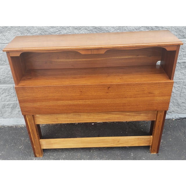 Wood Scandinavian Modern Solid Walnut Bookcase Storage Single Headboards - a Pair For Sale - Image 7 of 13