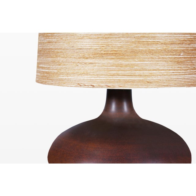 Brown Mid-Century Modern Ceramic Table Lamps by Lotte and Gunnar Bostlund For Sale - Image 8 of 9