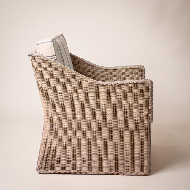 Coastal Westport Wicker Lounge Chair in Handwoven Natural Rattan For Sale - Image 3 of 5