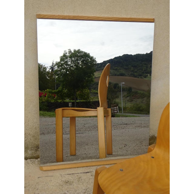 Wood Scandinavian Mirror in Light Oak, 1970s For Sale - Image 7 of 12