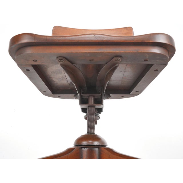 Vintage Solid Walnut Swivel Desk Office Chair For Sale - Image 15 of 16
