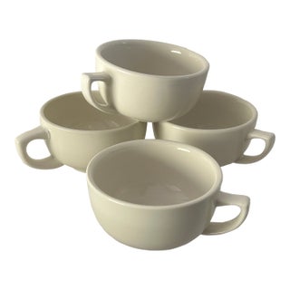Vintage Signed C a C White Mugs Set of 4 For Sale